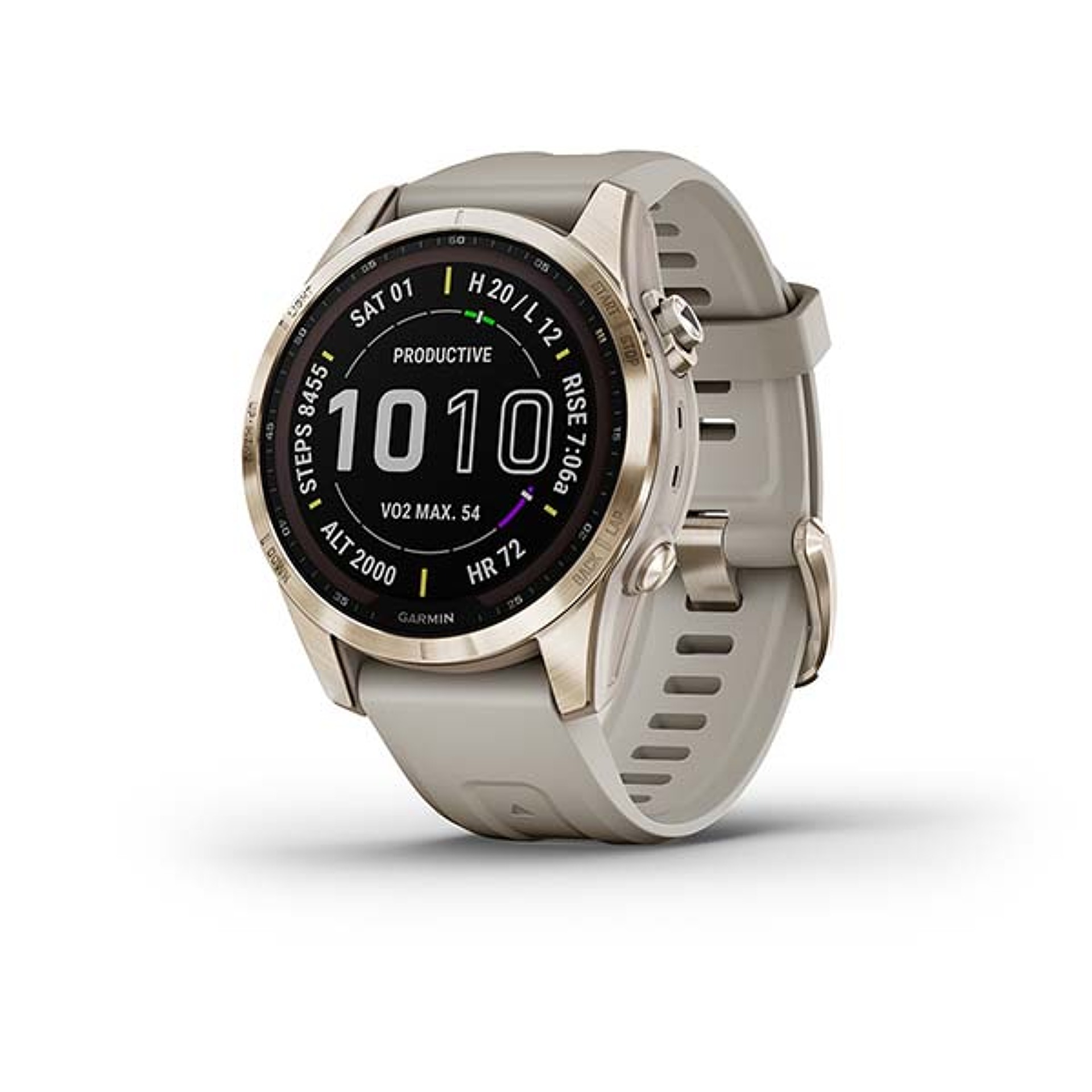 Garmin Fenix 7S Sapphire Solar Cream Gold/Sand Silicone Band