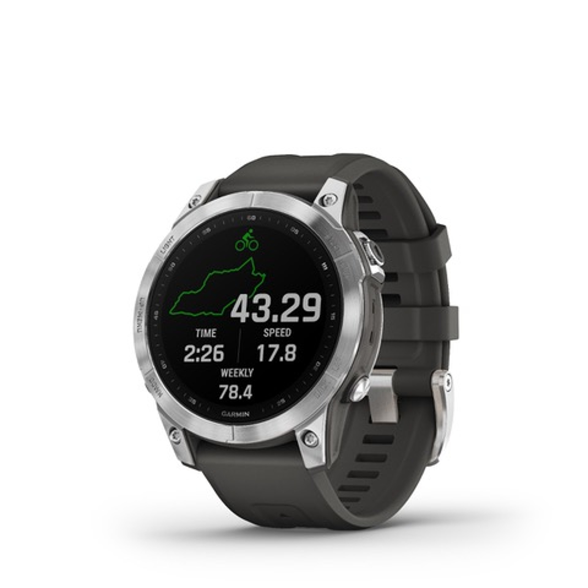 Garmin Fenix 7 Glass, Silver/Graphite Silicone band