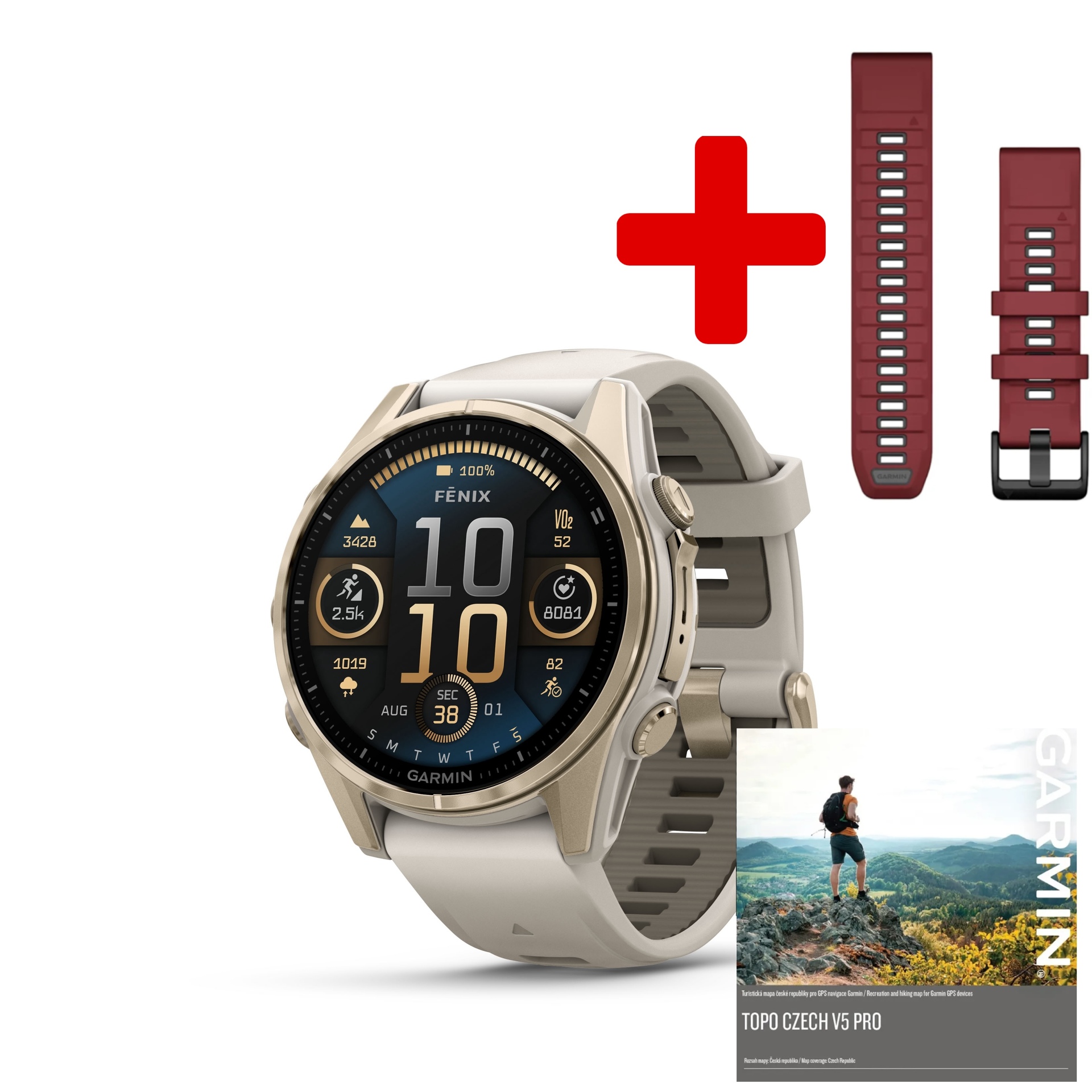 Garmin Fenix 8 43mm AMOLED, Sapphire Soft Gold