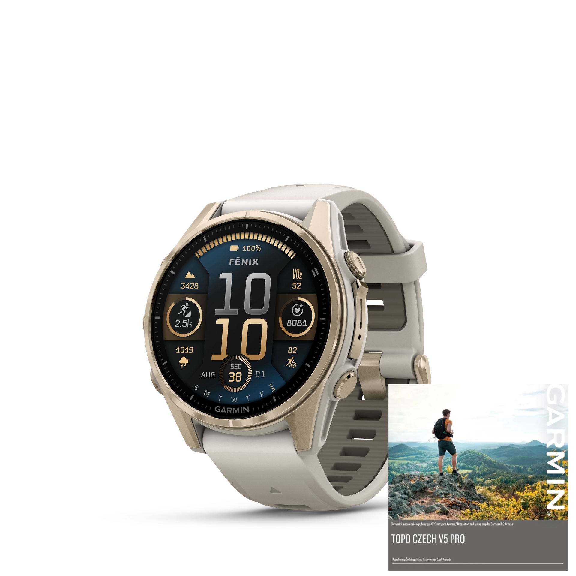 Garmin Fenix 8 43mm AMOLED, Sapphire Soft Gold