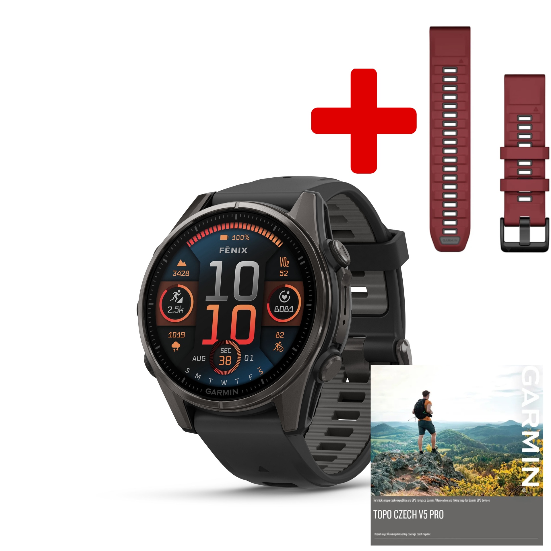 Garmin Fenix 8 43mm AMOLED, Titan Sapphire Carbon Gray