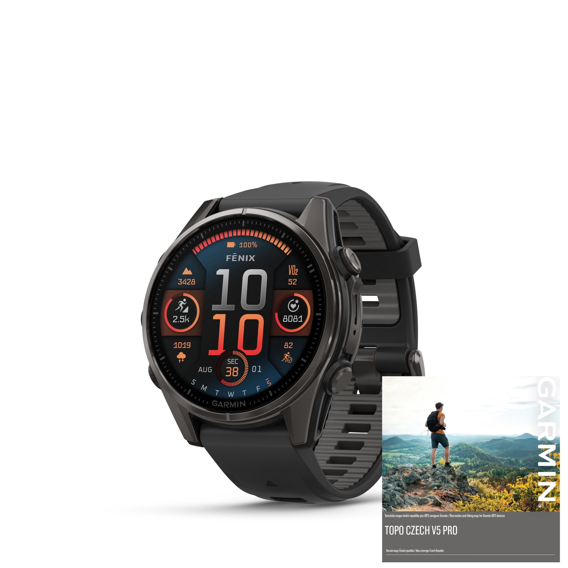 Garmin Fenix 8 43mm AMOLED, Titan Sapphire Carbon Gray