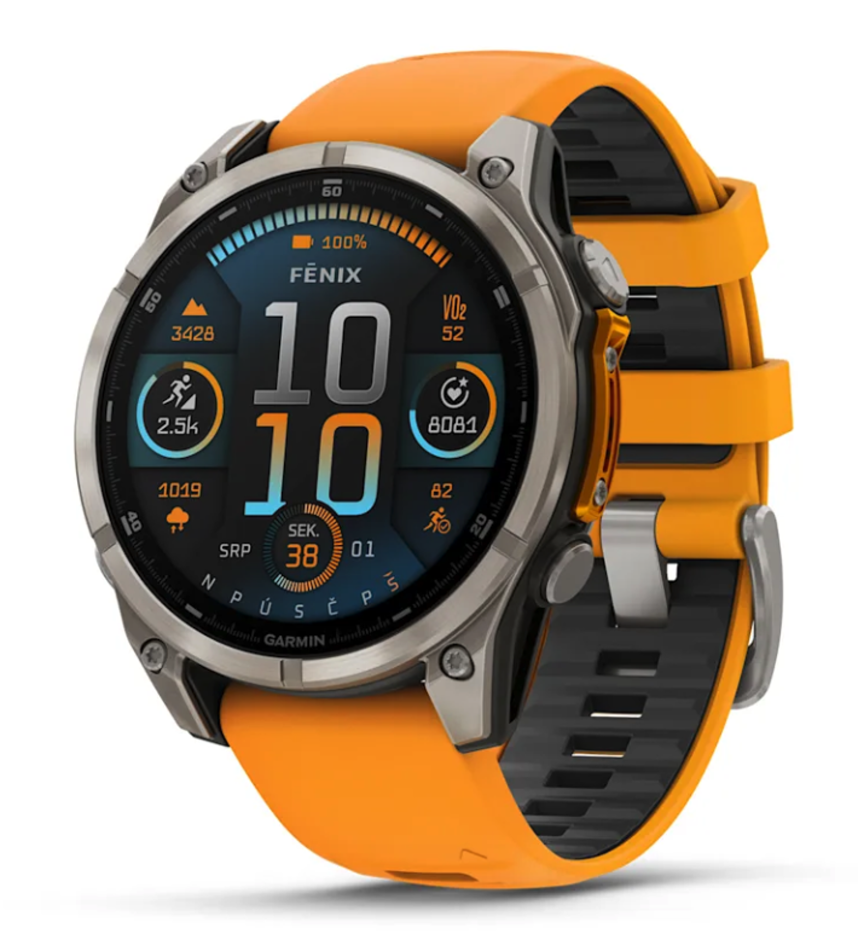 Garmin Fenix 8 47mm AMOLED, Titan Sapphire Graphite Orange
