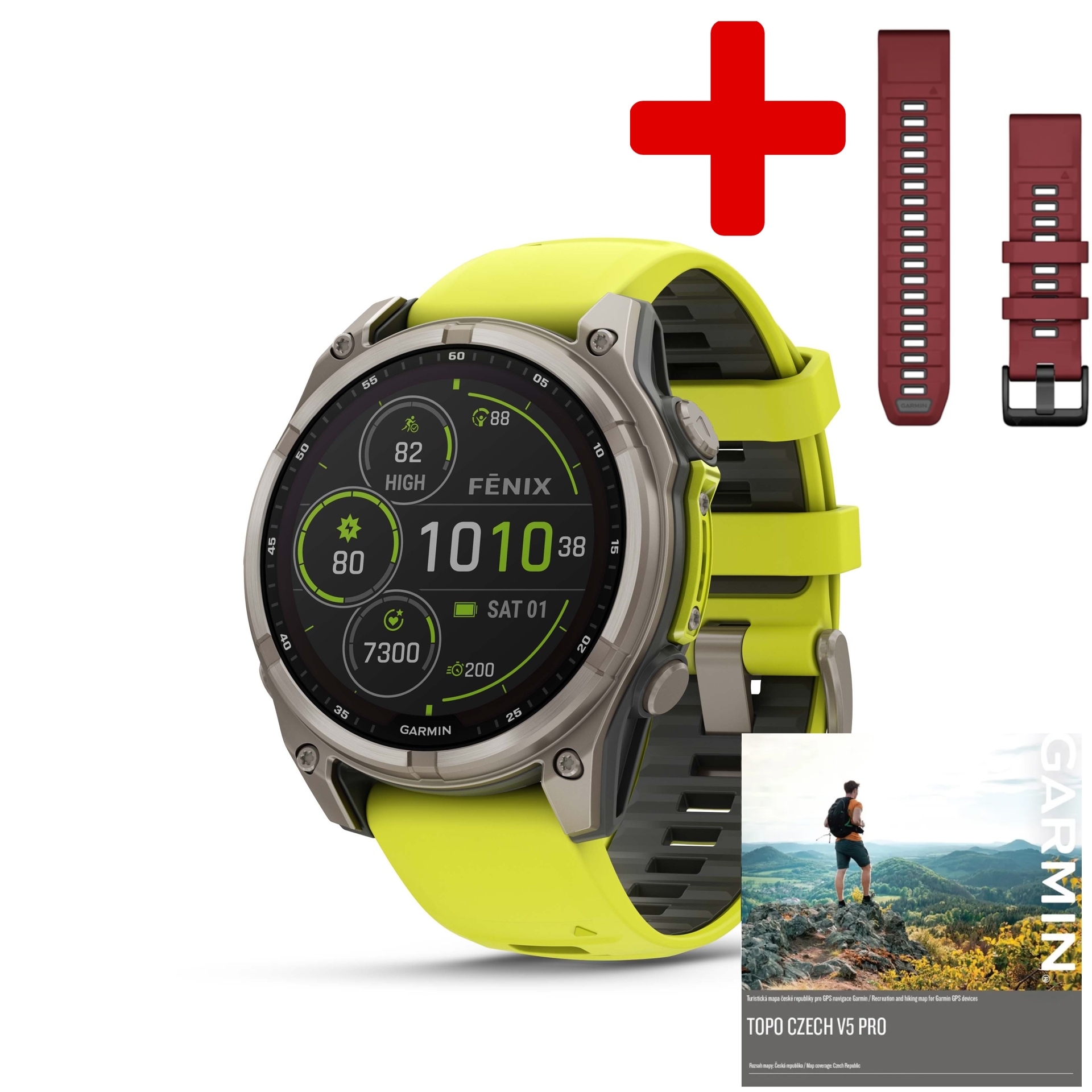 Garmin Fenix 8 47mm Solar, Titan Sapphire Graphite Amp Yellow