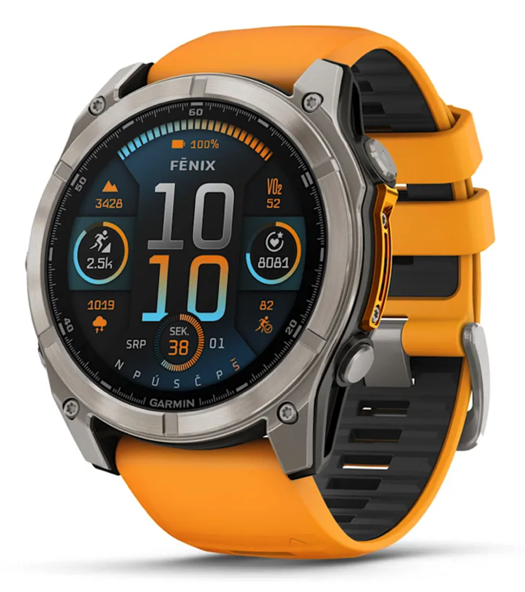 Garmin Fenix 8 51mm AMOLED, Titan Sapphire Graphite Orange