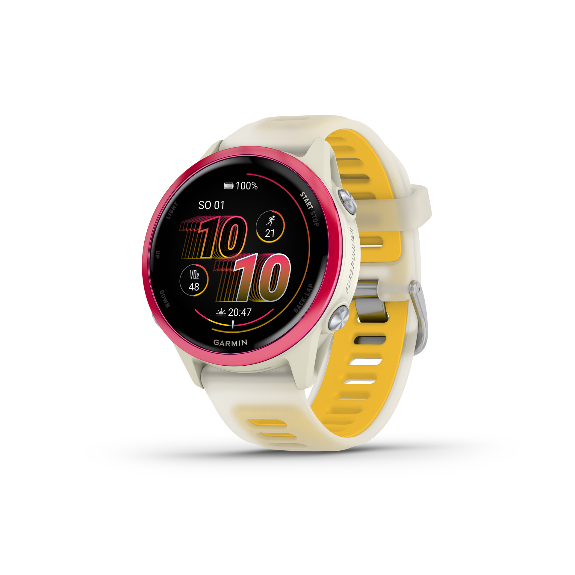 Garmin Forerunner 570 Raspberry, řemínek Bone/Mango