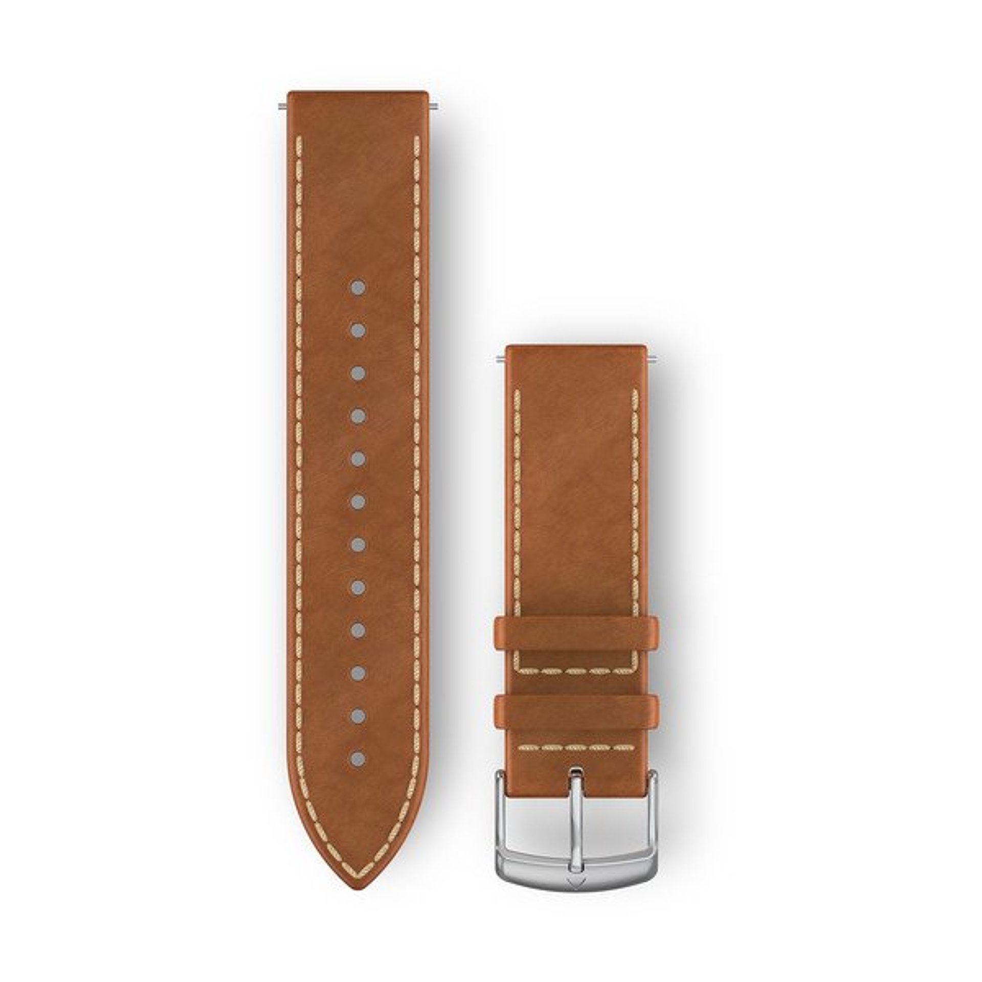 Řemínek Quick Release 20 mm - Tan Italian Leather with Silver Hardware
